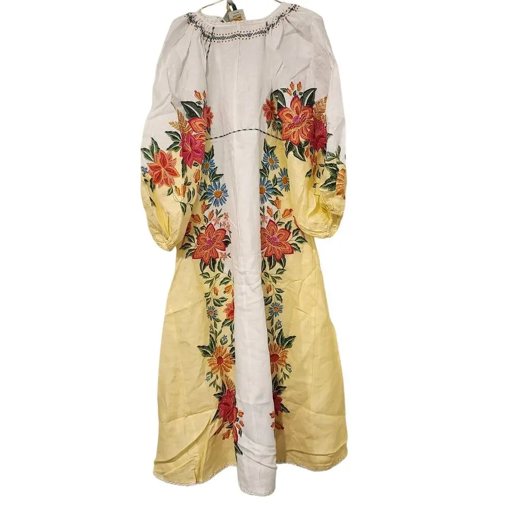 Farm Rio Bloom Garden floral linen maxi dress size large - Picture 4 of 9